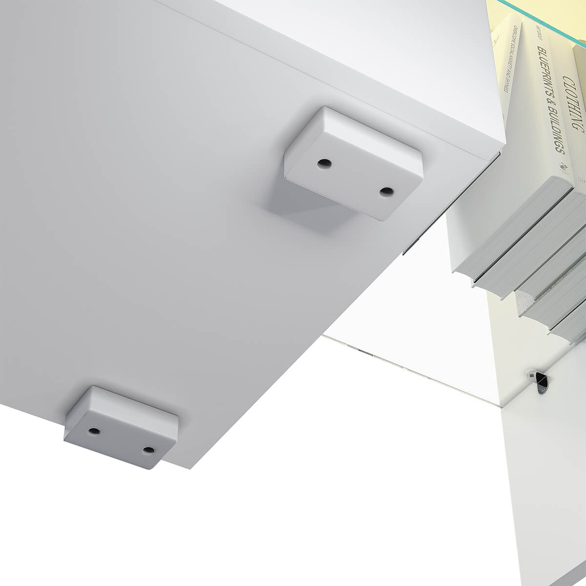 SONNI TV Schrank Weiss, TV Board Hochglanz, mit LED Beleuchtung(12 Farben können eingestellt Werden), mit Klapptür, mit Glasregal, Griffloses Design