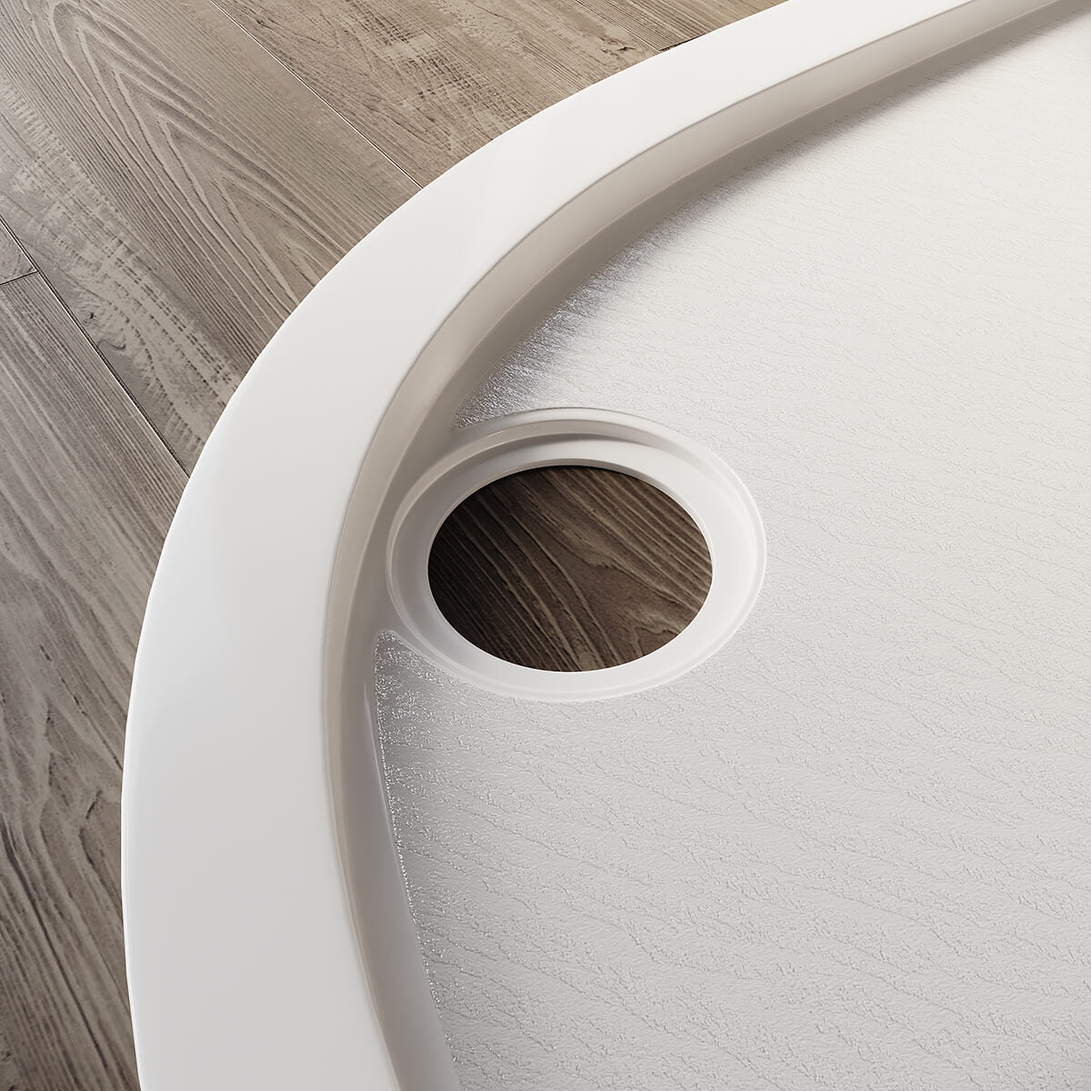 SONNI Oval Duschtasse - Niedrigprofil Duschwanne mit 550 mm Radius, Extra Flach, SMC, Inklusive Ablaufgarnitur