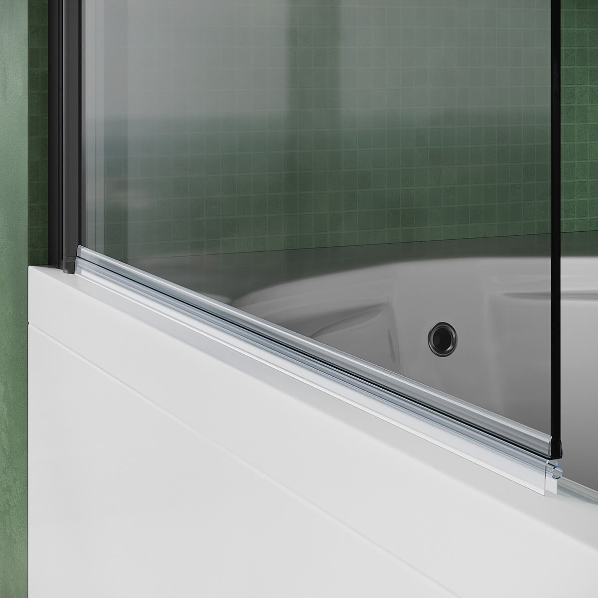 SONNI Duschwand für Badewanne Schwarz NANO-GLAS Badewannenaufsatz faltbar 80x140 cm(BxH) Duschabtrennung Badewanne