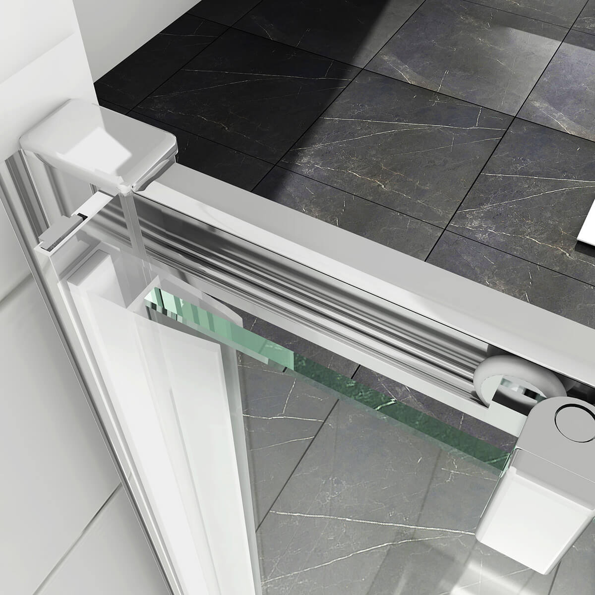 SONNI Dusche Nischentür Schiebetür mit Rahmen ESG Glastür 100-170cm Höhe 185cm