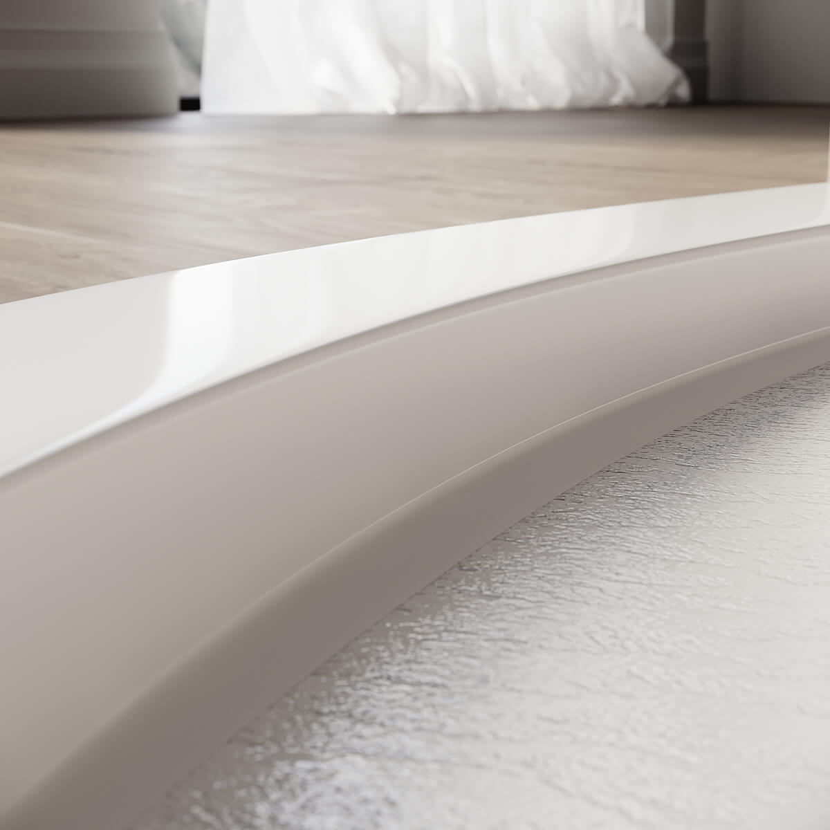 SONNI Oval Duschtasse - Niedrigprofil Duschwanne mit 550 mm Radius, Extra Flach, SMC, Inklusive Ablaufgarnitur