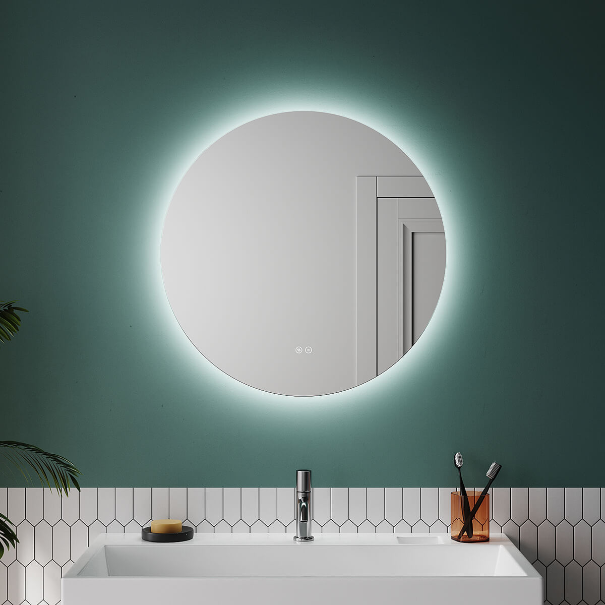 SONNI Badspiegel mit Beleuchtung Rund 3 Lichtfarbe einstellbar Beschlagfrei Runder Wandspiegel mit Touch für Badezimmer Lichtspiegel Warmweißes/Kaltweiße/Neutralweiß