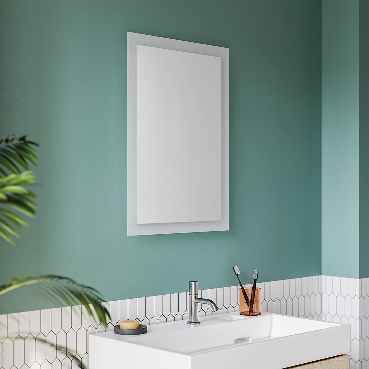 SONNI Badspiegel mit Beleuchtung 50×70 cm, Warmweiß LED Badspiegel, Badezimmerspiegel mit Beleuchtung, Wandspiegel für Badezimmer Vertikal/Horizontal Montage IP44 wasserdicht Wandschalter