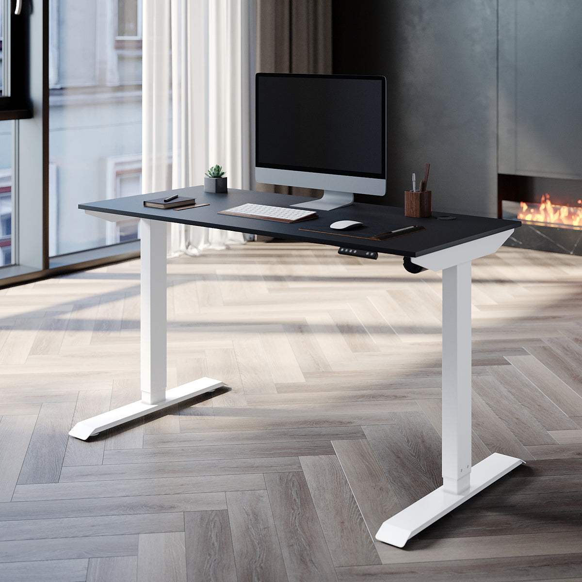 SONNI Höhenverstellbarer Schreibtisch Elektrisch  120 x 60 cm Leiser Betrieb mit Speicher-Steuerung und Kollisionschutz Funktion