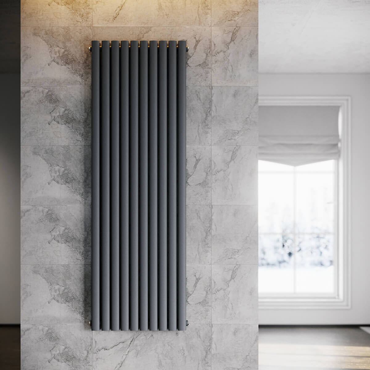 SONNI Röhrenheizkörper Heizkörper Mittelanschluss Wandheizkörper 1800*590mm Anthrazit ohne/mit Mutiblock