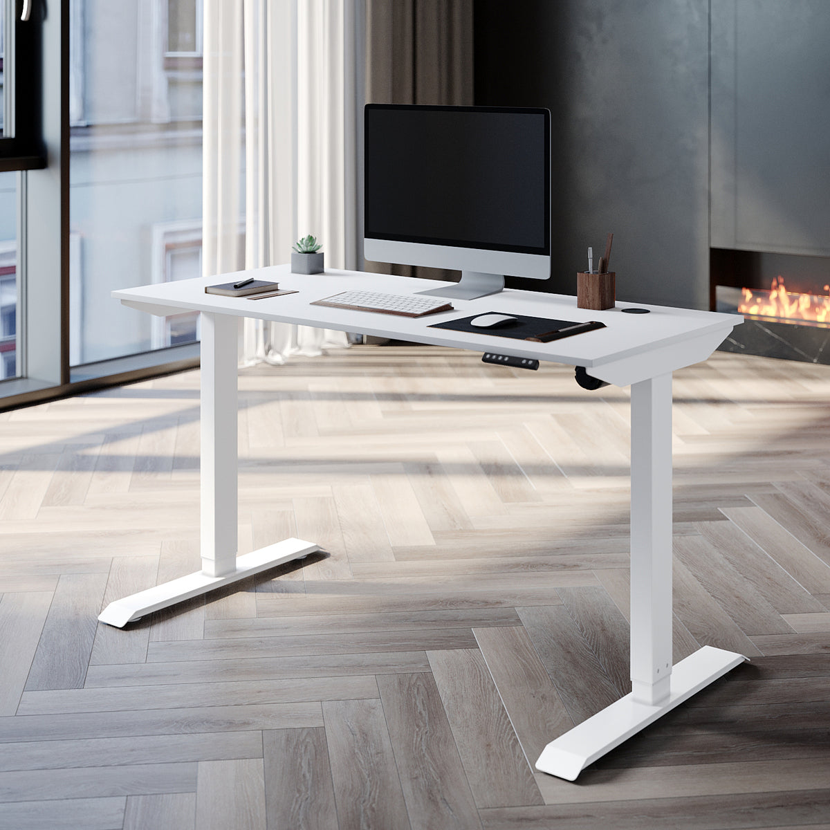 SONNI Höhenverstellbarer Schreibtisch Elektrisch  120 x 60 cm Leiser Betrieb mit Speicher-Steuerung und Kollisionschutz Funktion
