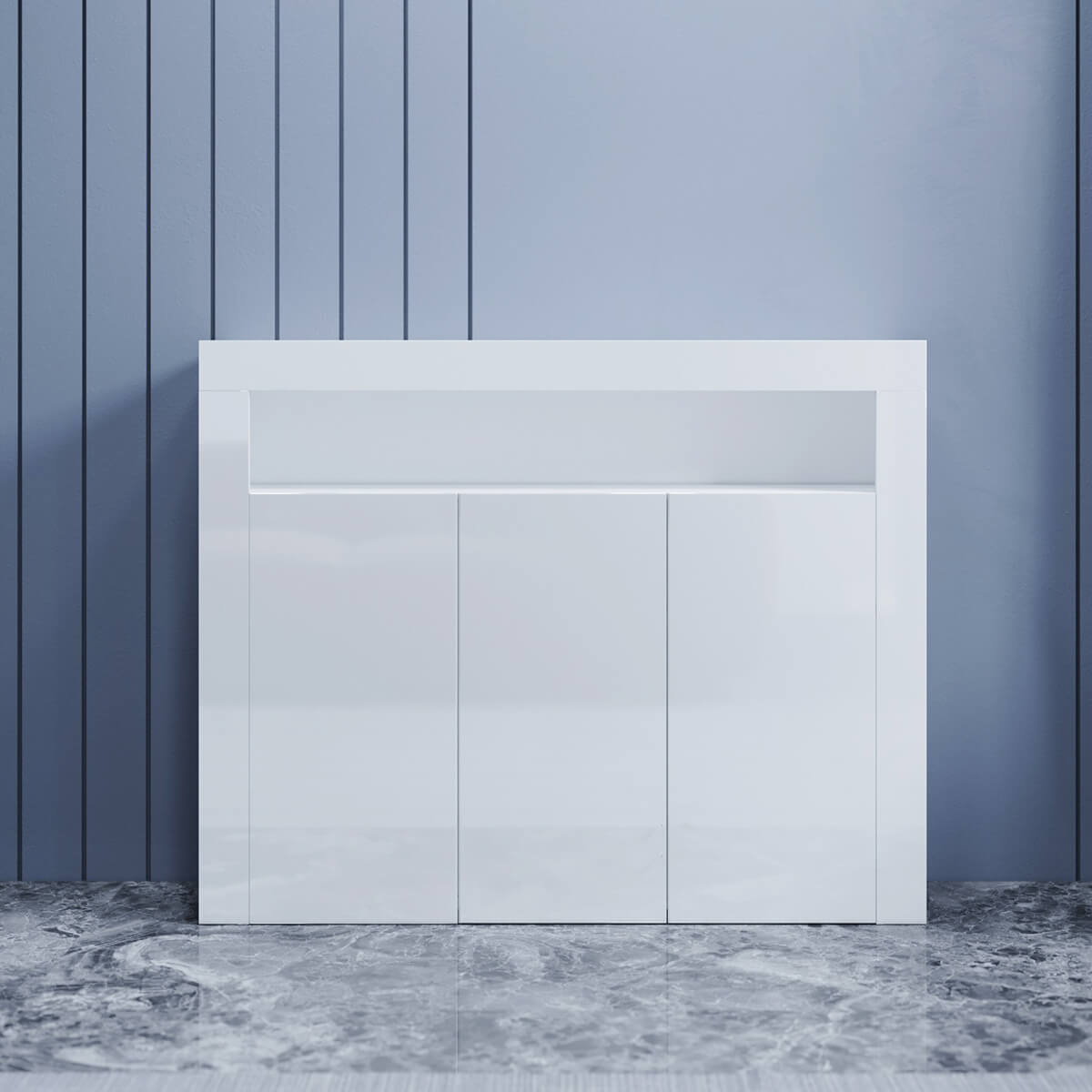 SONNI Sideboard Weiss Hochglanz Wohnzimmer, LED Kommode, Wohnzimmermöbel Wohnzimmerschrank Standschrank B116xH93xT35cm
