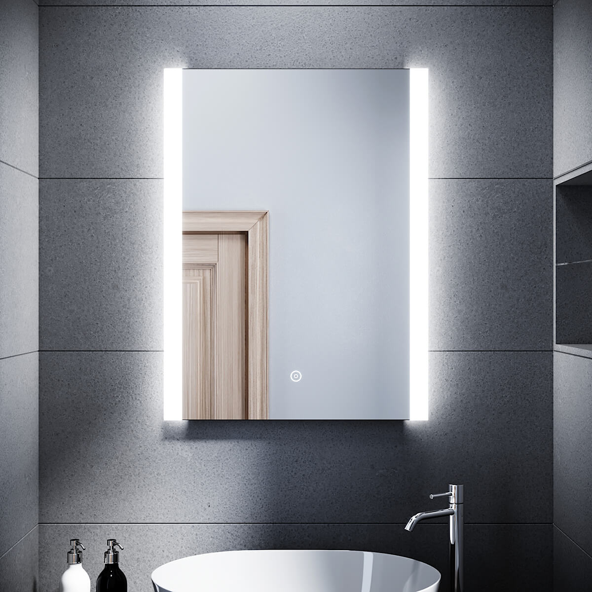 SONNI Badezimmer LED Spiegel Badspiegel mit Beleuchtung Touchschalter 60x80cm GTBM1086