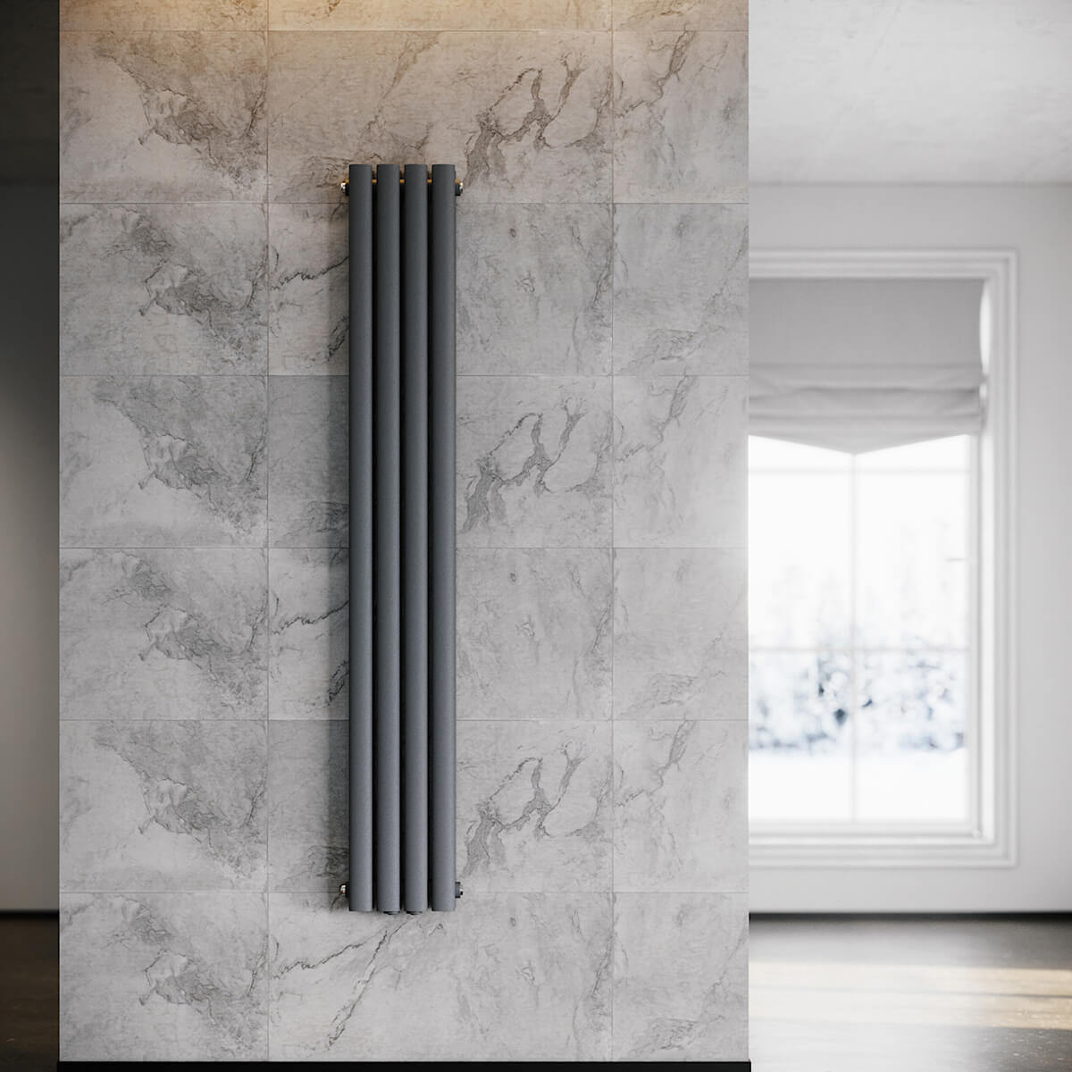SONNI Röhrenheizkörper Mittelanschluss Wandheizkörper 1600*230mm Anthrazit ohne/mit Mutiblock