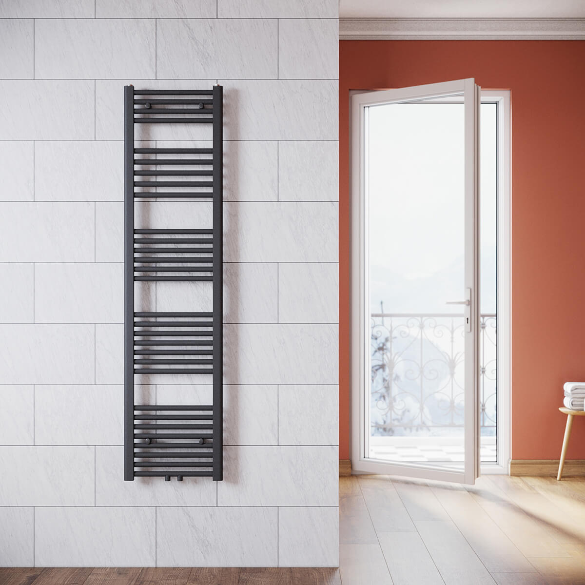 SONNI Badheizkörper Heizkörper Handtuchtrockner Handtuchwärmer 1600*400mm Anthrazit ohne/mit Mutiblock