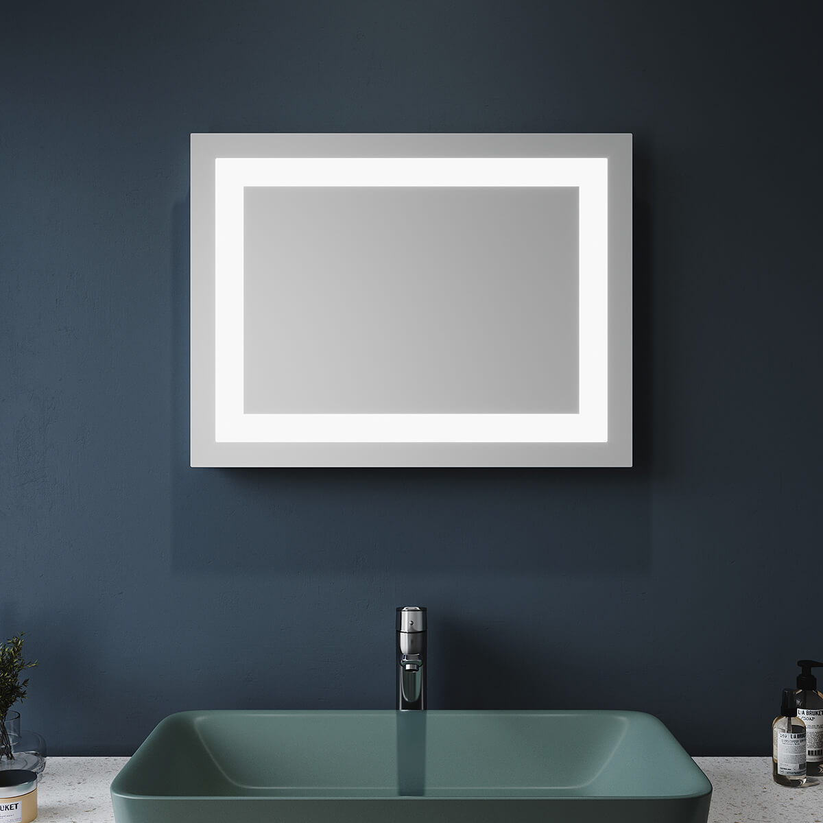 SONNI Badezimmer LED Spiegel Badspiegel mit Beleuchtung Wandschalter 60x50cm GTBM1465B