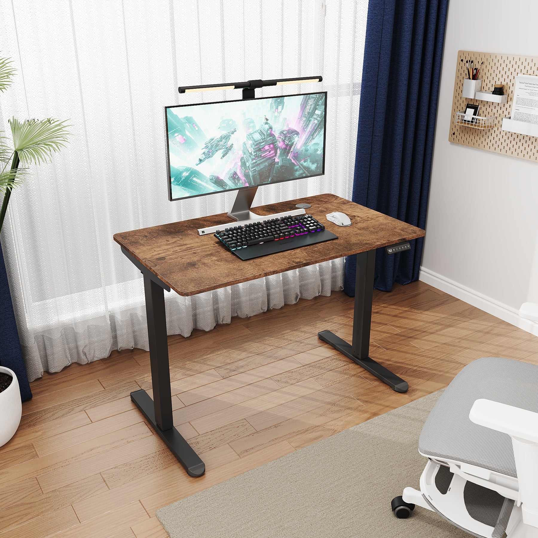 SONNI Elektrisch Höhenverstellbarer Schreibtisch Bürstenloser Motor mit 3 Memory-Funktionen, Anti-Kollisionssystem & Kabelmanagement, Steh-Sitz Tisch für Homeoffice, 60KG Traglast