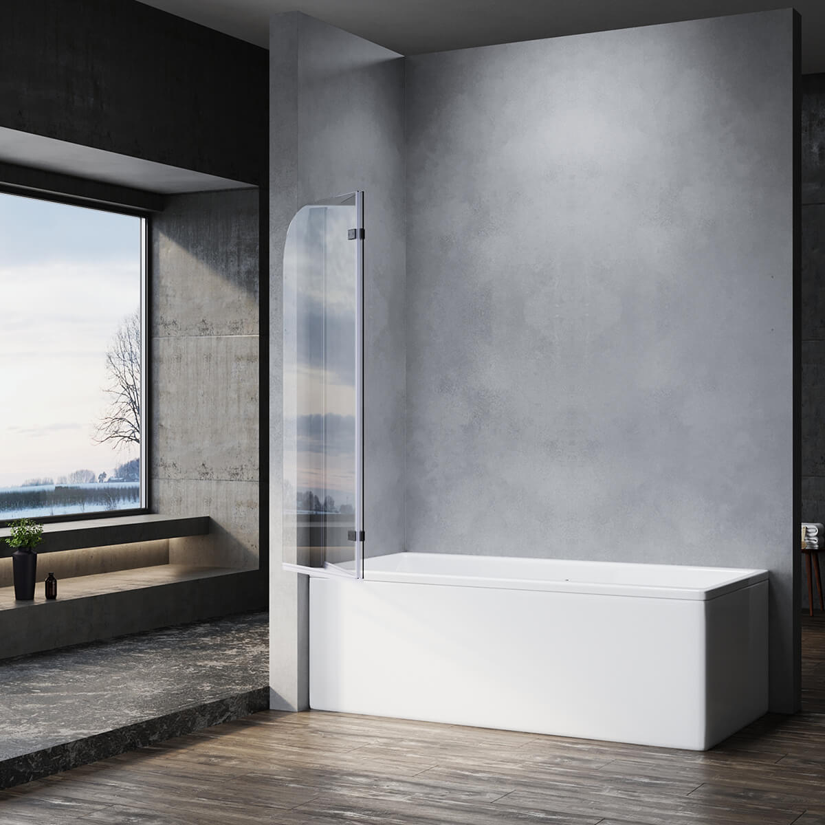 SONNI Duschwand für Badewanne Schwarz NANO-GLAS Badewannenaufsatz 2-teilig faltbar 120x140 cm(BxH) Duschabtrennung Badewanne