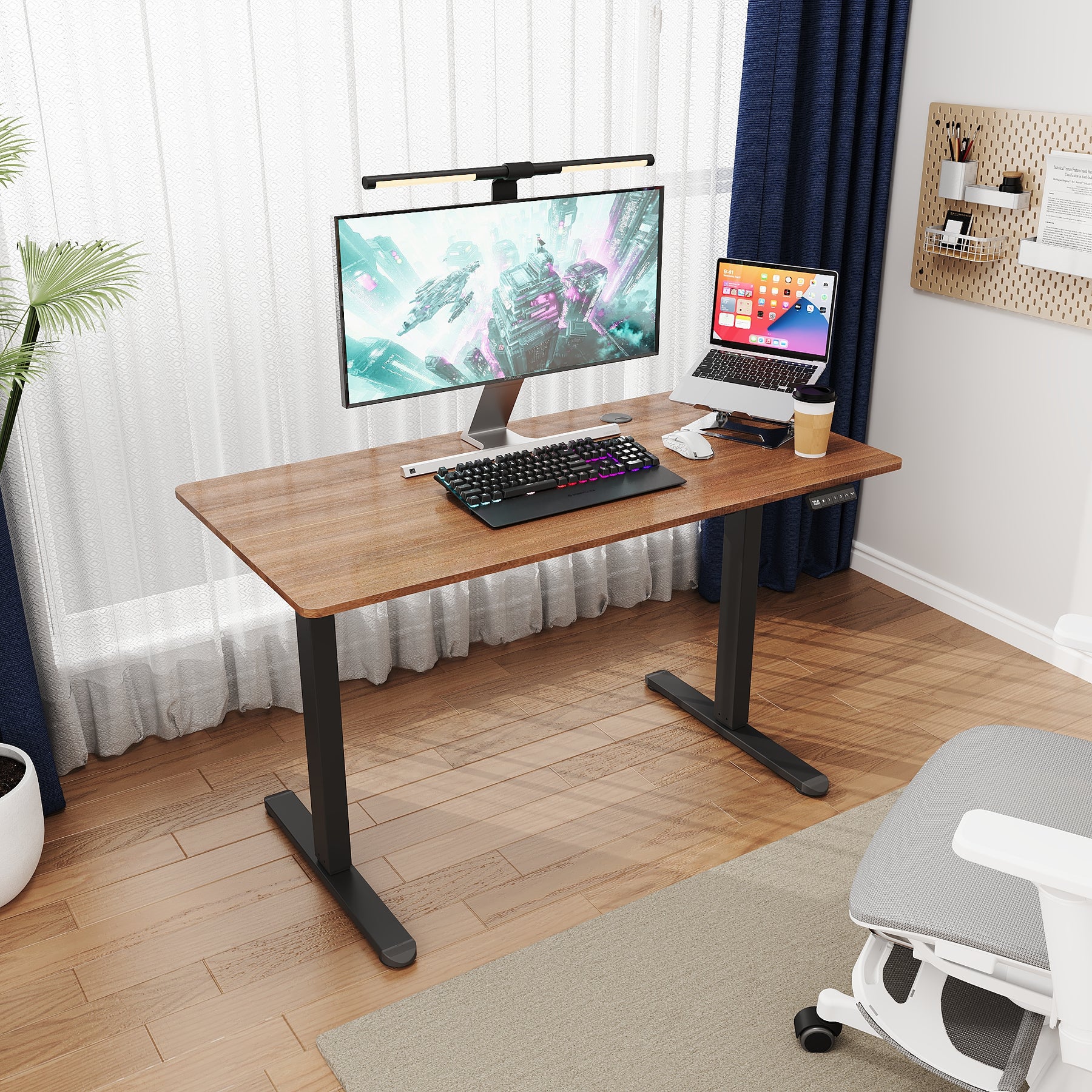 SONNI Elektrisch Höhenverstellbarer Schreibtisch Bürstenloser Motor mit 3 Memory-Funktionen, Anti-Kollisionssystem & Kabelmanagement, Steh-Sitz Tisch für Homeoffice, 60KG Traglast