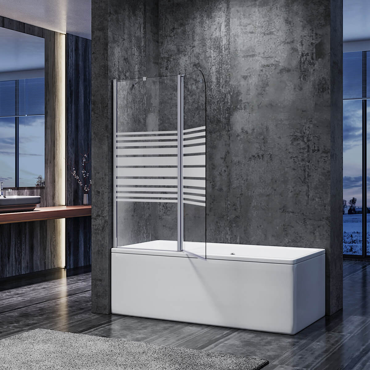 SONNI Badewannenaufsatz 2teilig Duschwand mit Seitenteil für Badewanne Duschkabine New