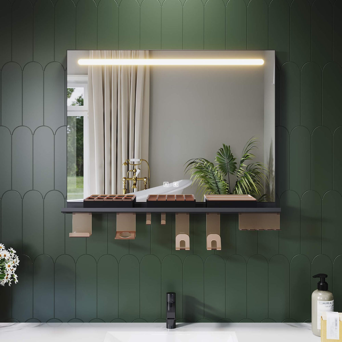 SONNI Badezimmerspiegel mit Beleuchtung 80x60 cm, LED Badspiegel mit Ablage, 3 einstellbare Lichtfarbe, Anti-Beschlag Wandspiegel mit Touchschalter - Sonni Sanitär GmbH