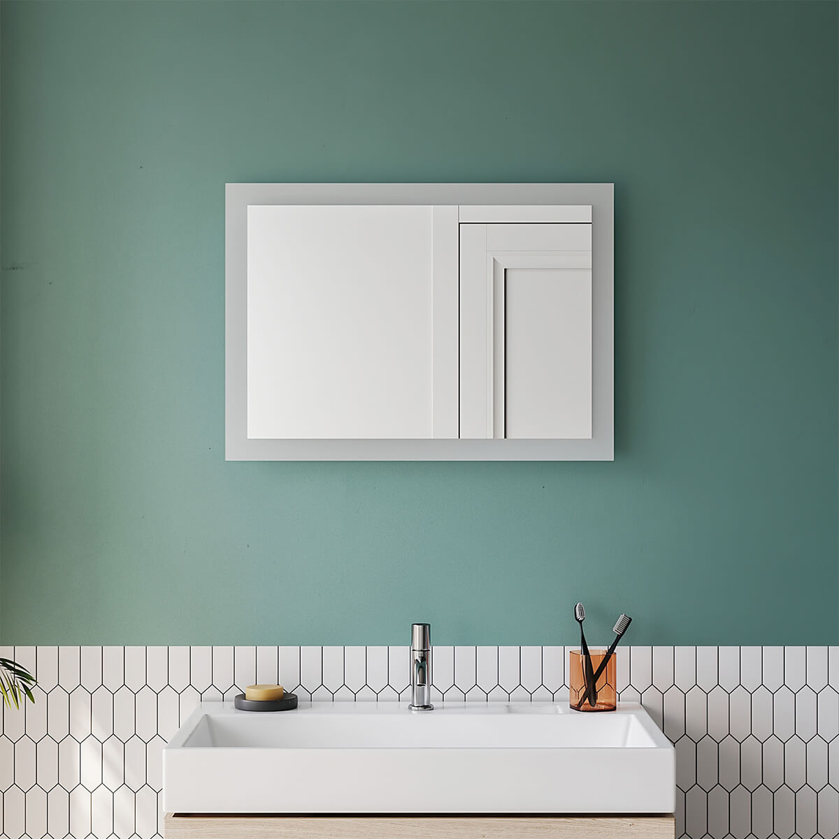 SONNI Badspiegel mit Beleuchtung 50×70 cm, Warmweiß LED Badspiegel, Badezimmerspiegel mit Beleuchtung, Wandspiegel für Badezimmer Vertikal/Horizontal Montage IP44 wasserdicht Wandschalter
