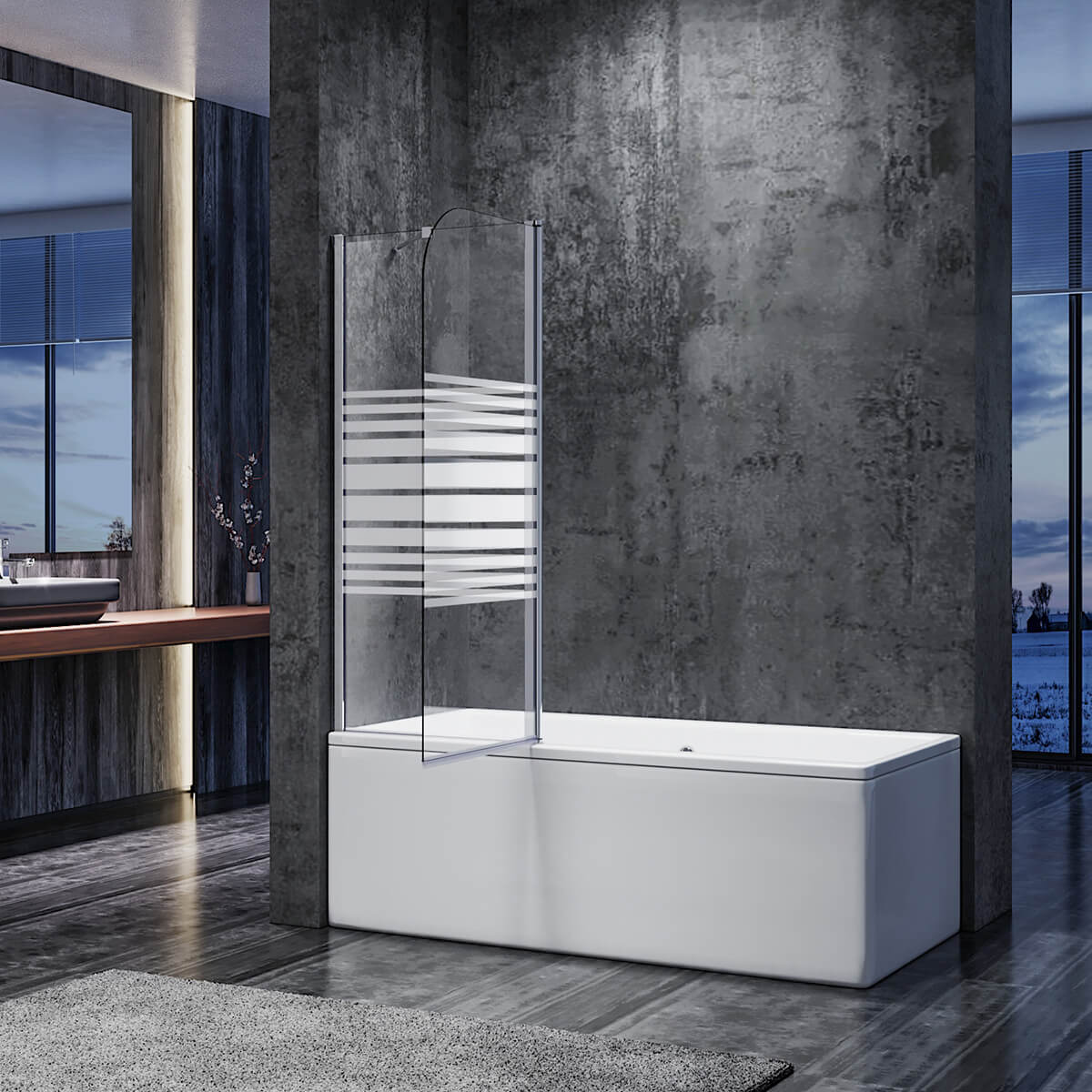 SONNI Badewannenaufsatz 2teilig Duschwand mit Seitenteil für Badewanne Duschkabine New