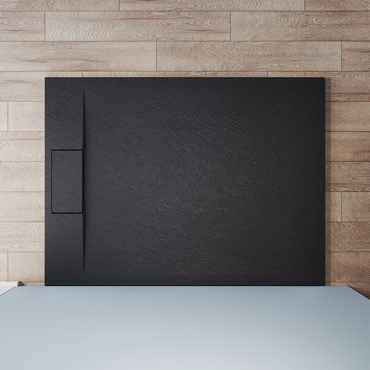 SONNI Duschwanne 120x90/140x90 cm Flach Duschtasse mit Ablaufgarnitur Komplettset Rechteckig Duschtassen Schieferoptik