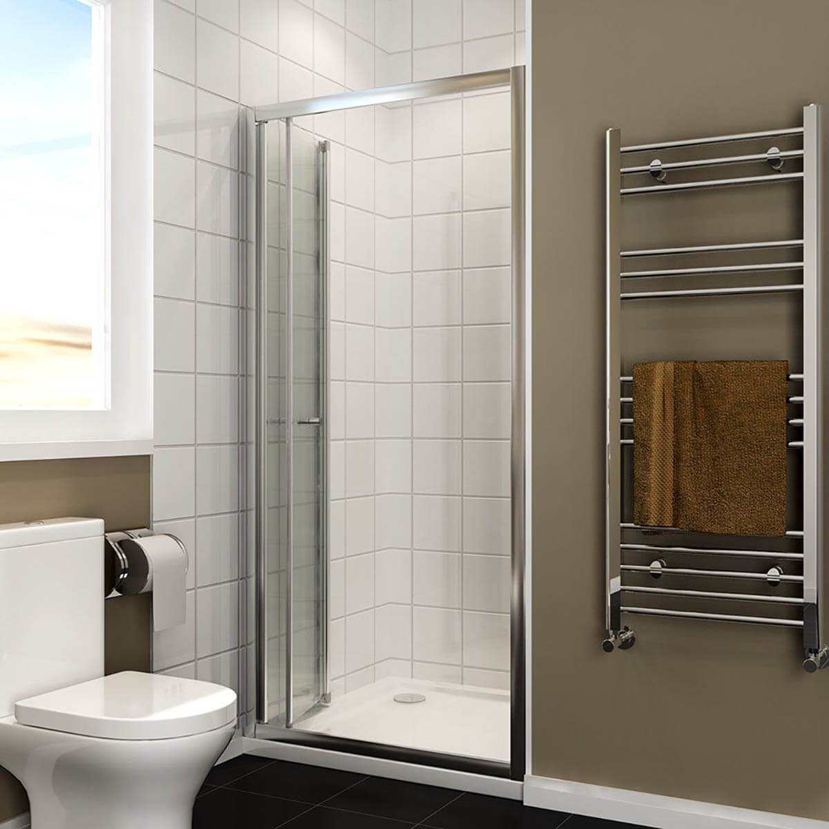 SONNI Dusche Nischentür Falttür mit Rahmen ESG Glastür 76-100cm Höhe 185cm - Sonni Sanitär GmbH