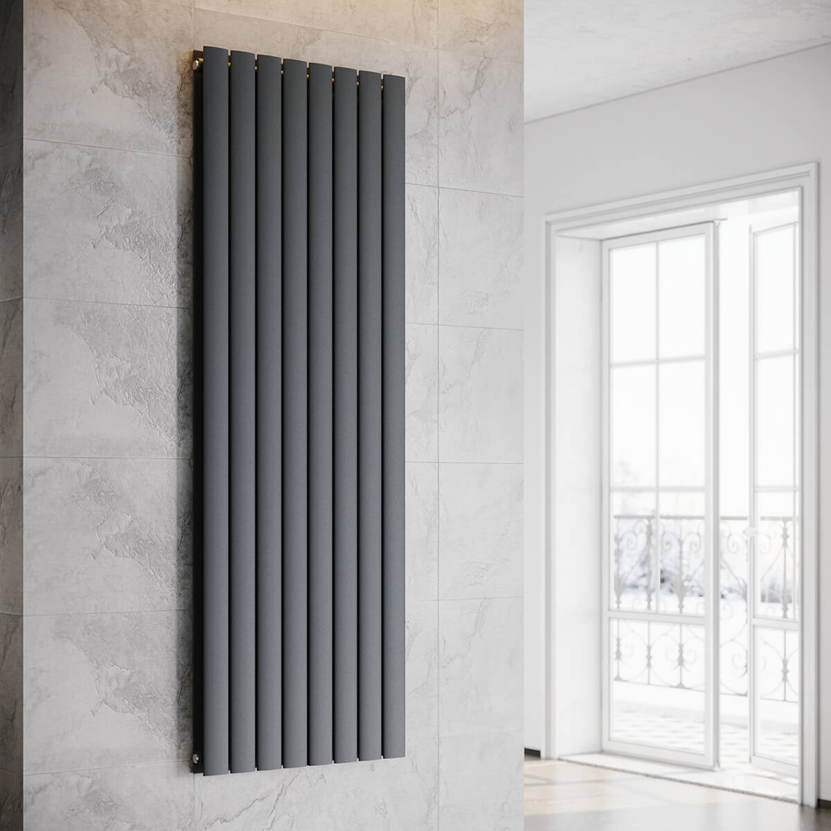 SONNI Flach Heizkörper Paneelheizkörper Wandheizung Mittelanschluss 1800*616mm Anthrazit ohne/mit Mutiblock - Sonni Sanitär GmbH