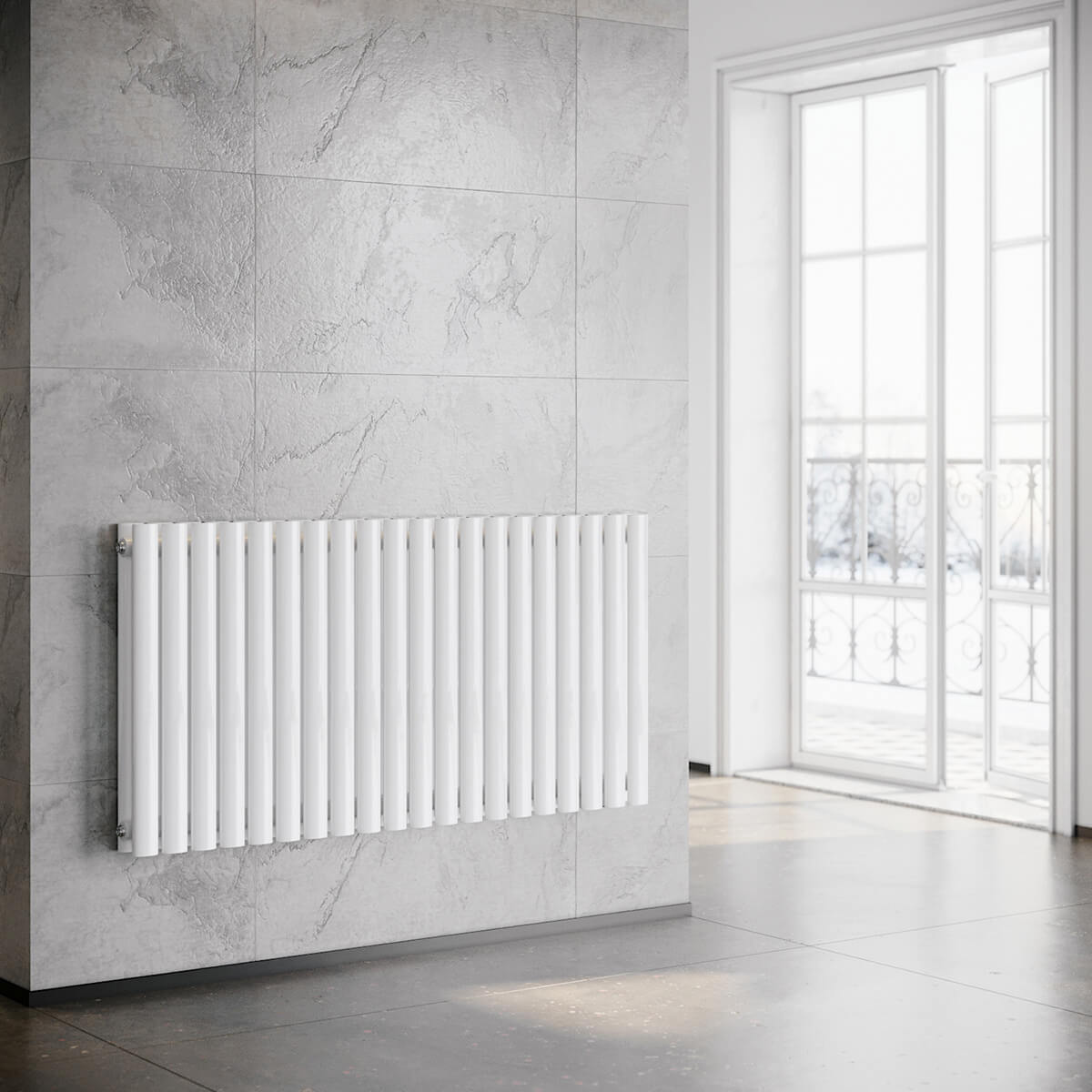 SONNI Röhrenheizkörper Mittelanschluss Wandheizkörper 600*1180mm Weiß ohne/mit Mutiblock