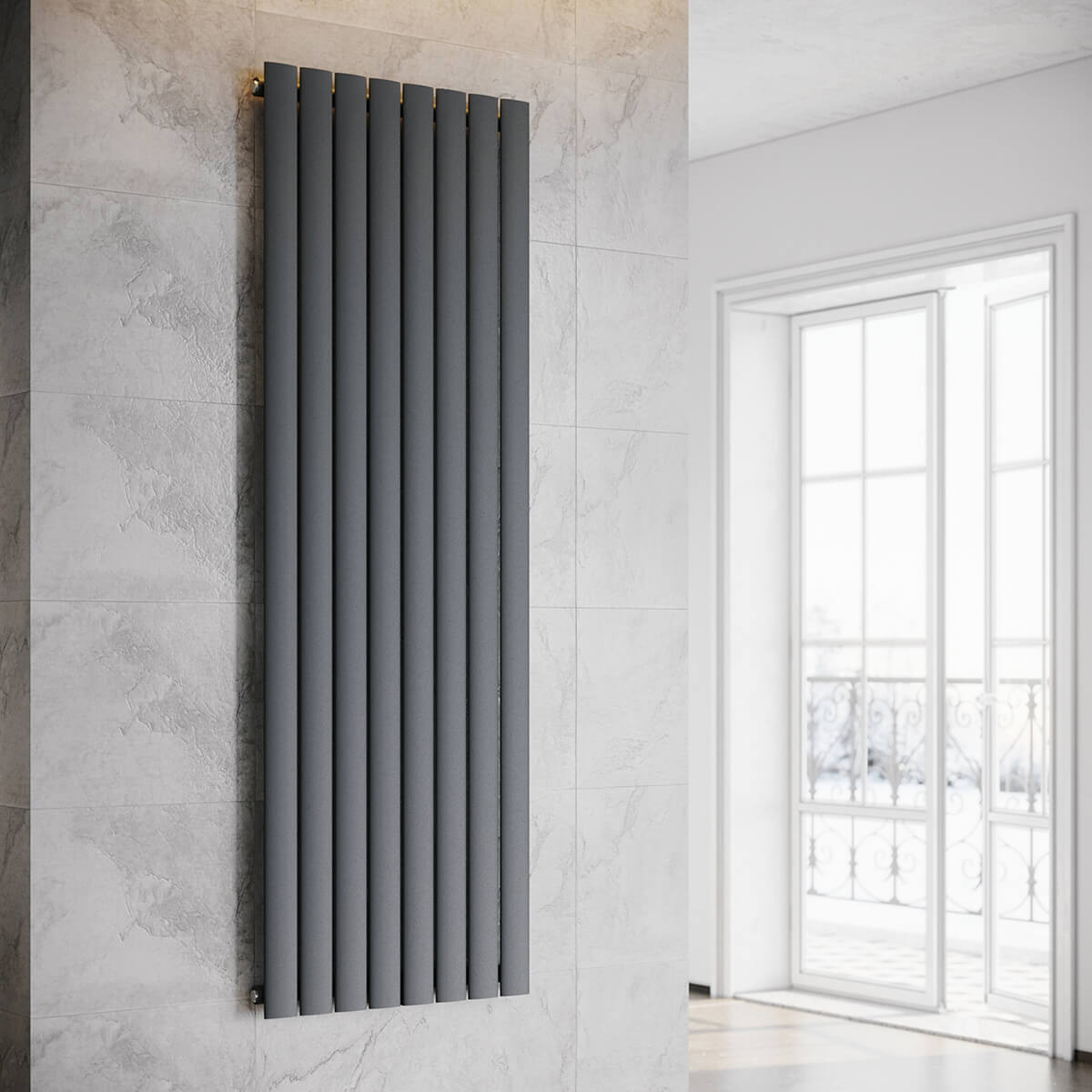 SONNI Flach Heizkörper Paneelheizkörper Wandheizung Mittelanschluss 1800*616mm Anthrazit ohne/mit Mutiblock - Sonni Sanitär GmbH