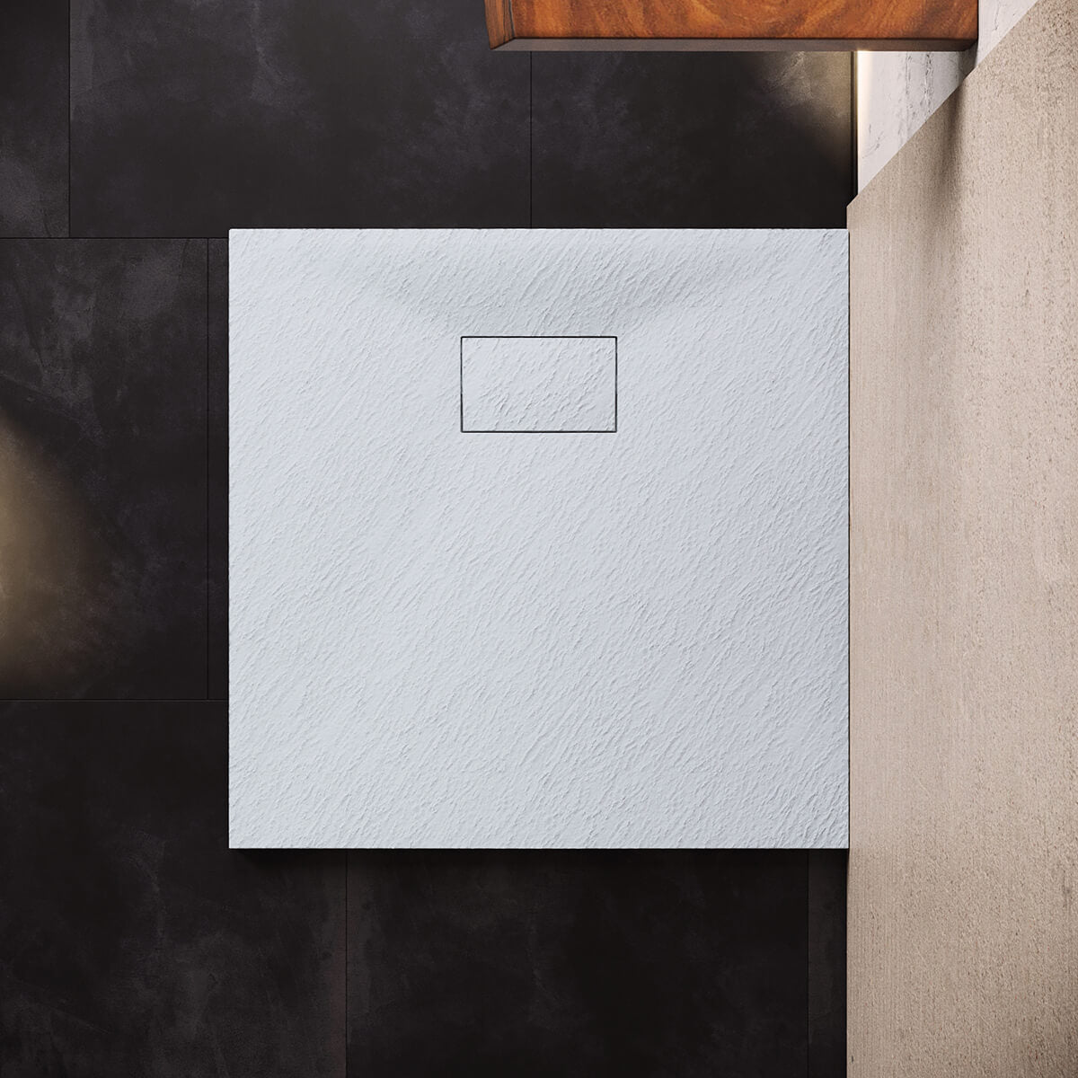 SONNI SMC Duschwanne 80-160cm Weiß Rechteckig Rutschfest Duschtasse mit Ablaufgarnitur