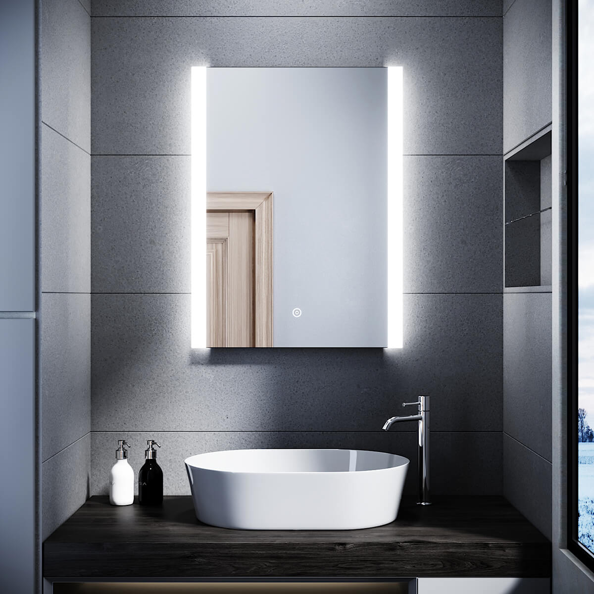 SONNI Badezimmer LED Spiegel Badspiegel mit Beleuchtung Touchschalter 60x80cm GTBM1086