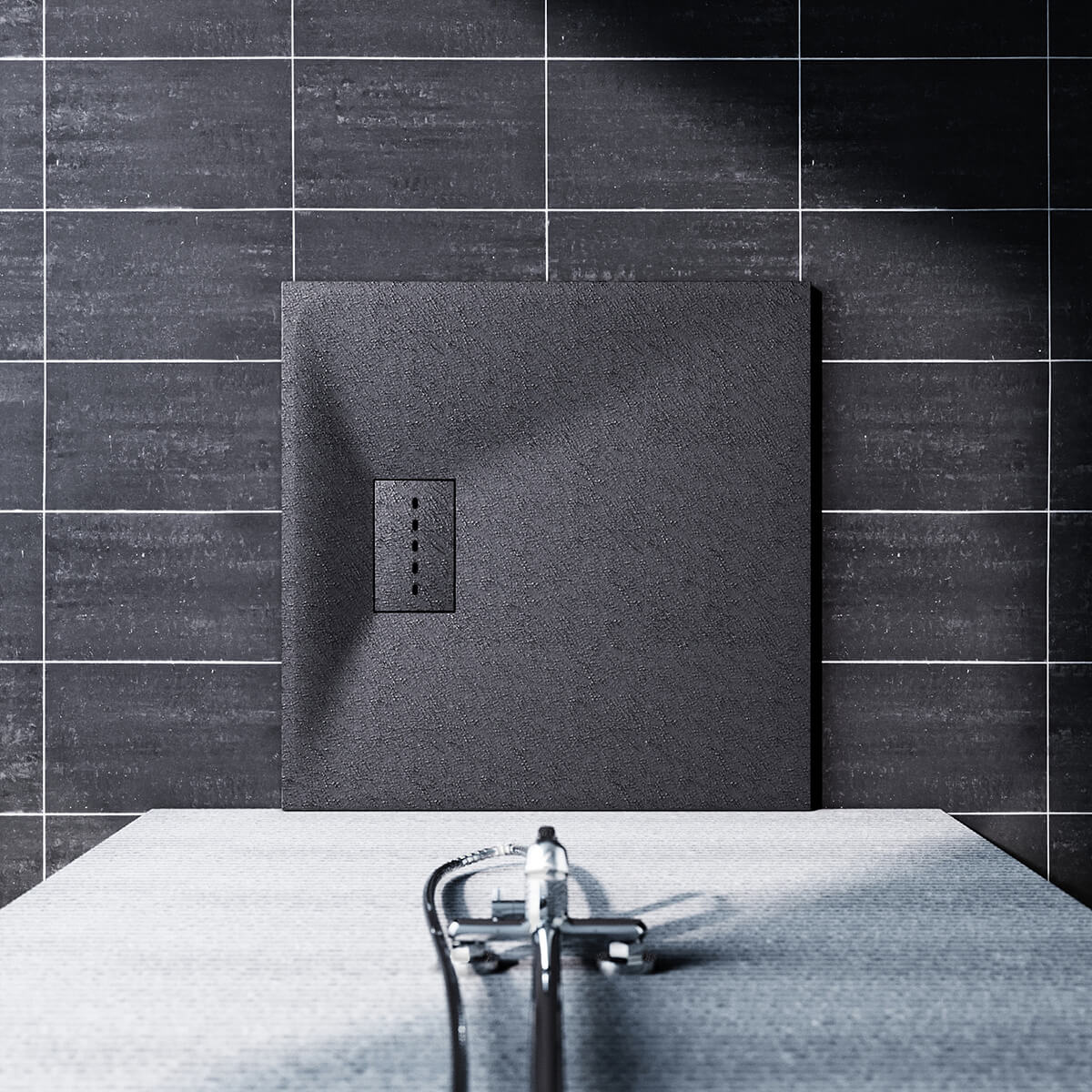 SONNI Design Duschwanne Flache SMC Duschtasse Antirutsch Brausewanne Grau Includes Ablaufgarnitur