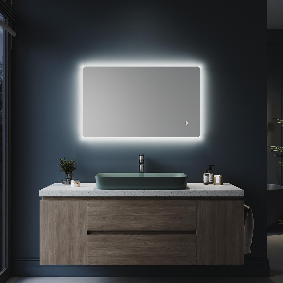 SONNI Badezimmer LED Spiegel Badspiegel mit Beleuchtung Touchschalter 100x60cm GTBM0816