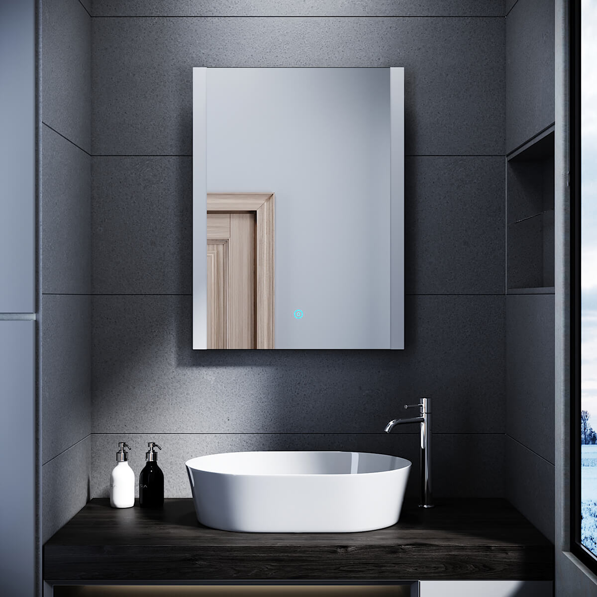 SONNI Badezimmer LED Spiegel Badspiegel mit Beleuchtung Touchschalter 60x80cm GTBM1086