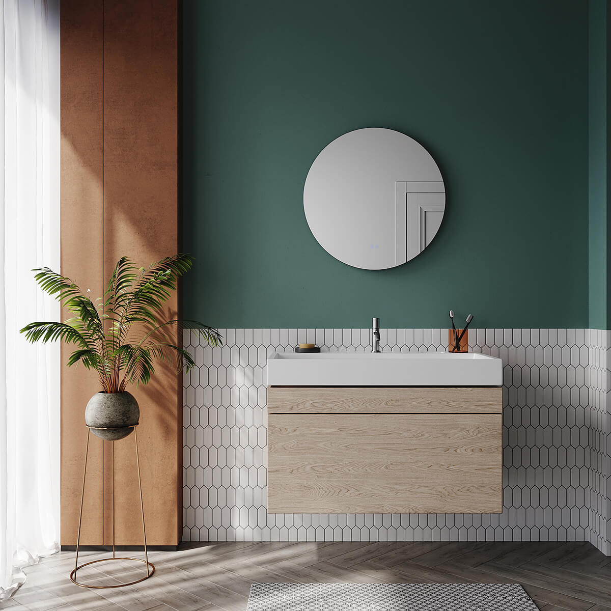 SONNI Badspiegel mit Beleuchtung Rund 3 Lichtfarbe einstellbar Beschlagfrei Runder Wandspiegel mit Touch für Badezimmer Lichtspiegel Warmweißes/Kaltweiße/Neutralweiß