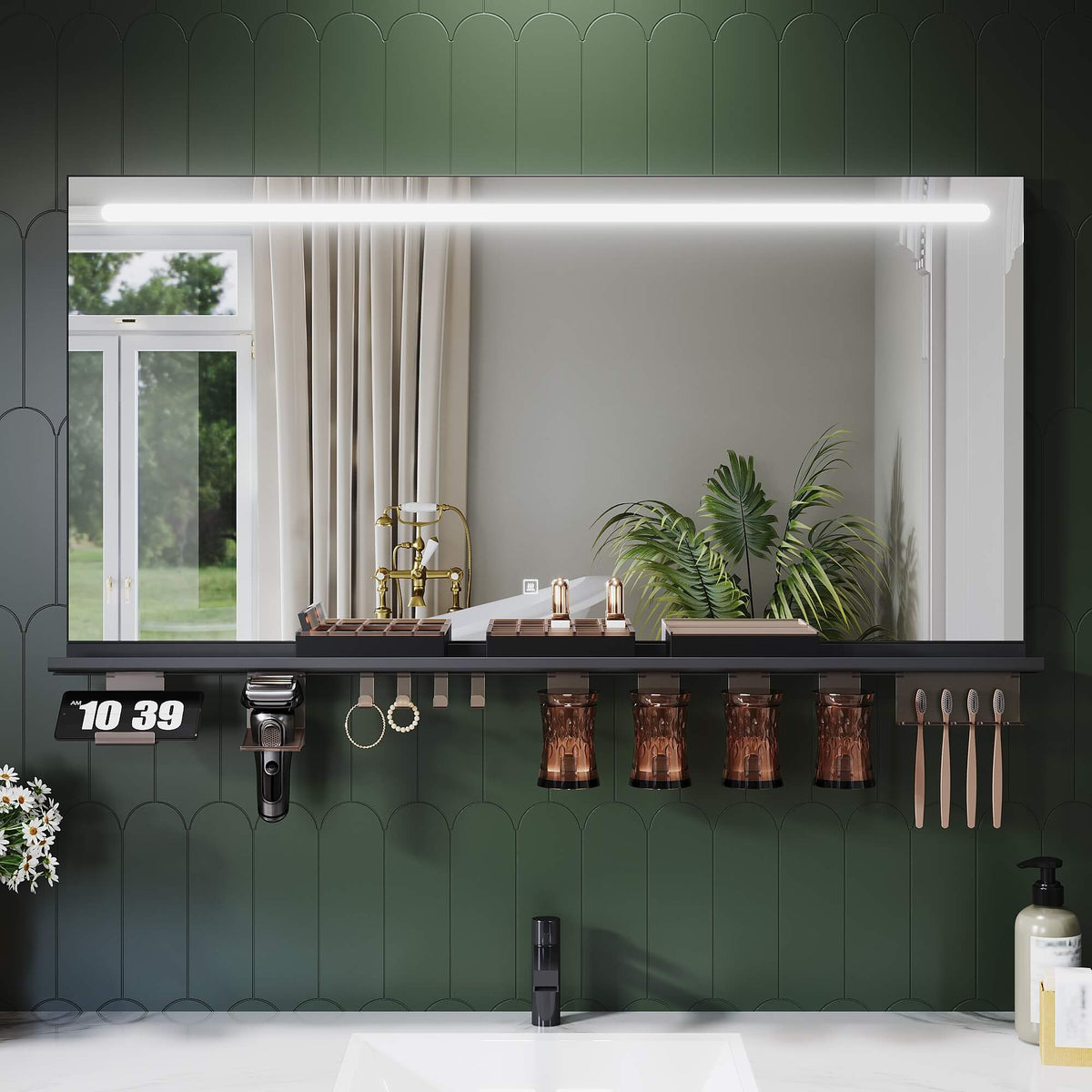 SONNI Badezimmerspiegel mit Beleuchtung 120x60 cm, LED Badspiegel mit Ablage, 3 einstellbare Lichtfarbe, Anti-Beschlag Wandspiegel mit Touchschalter - Sonni Sanitär GmbH