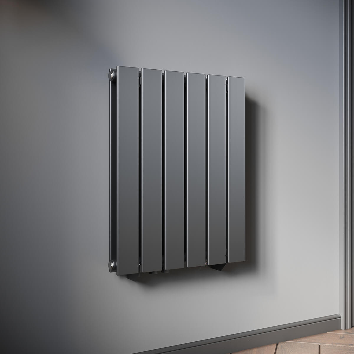 SONNI Design Heizkörper flach und klein für Badezimmer, vertikaler Badheizkörper flach Paneelheizkörper für Bad Flachheizkörper 600*465mm Antrazit ohne/mit Mittelanschluss