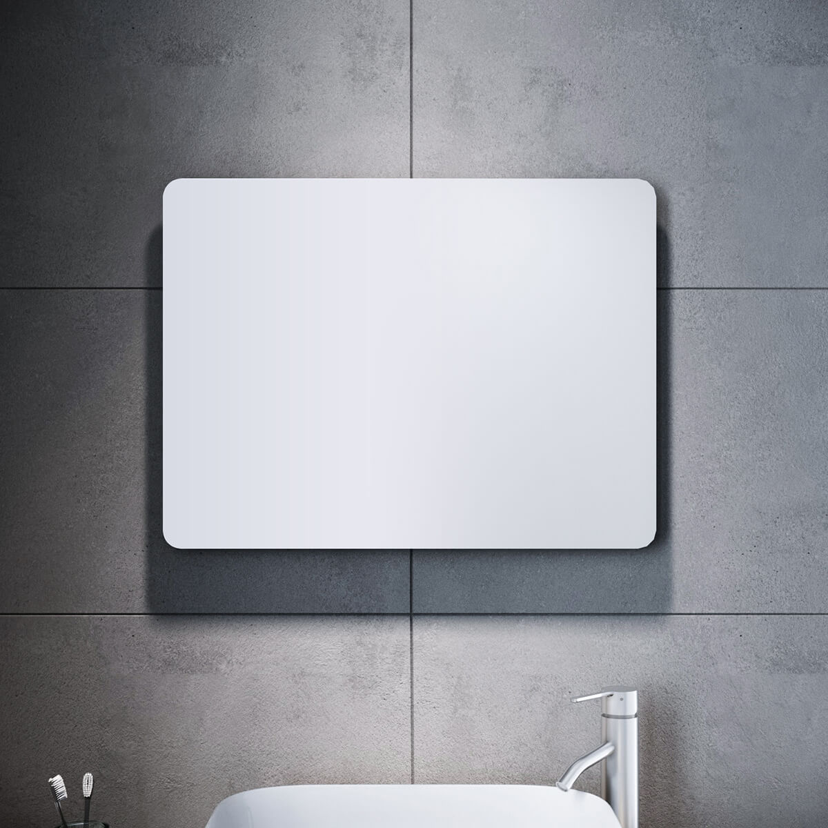 SONNI Badspiegel mit Beleuchtung 80x60 cm und 5.0 Bluetooth Beschlagfrei LED Badspiegel mit Touch-Schalter Wandspiegel Kaltweiße 6400K IP44
