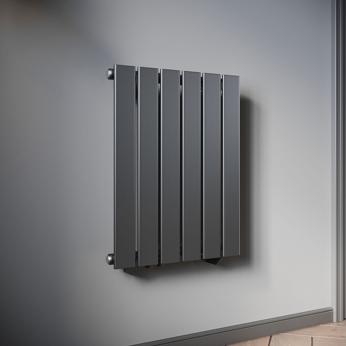 SONNI Design Heizkörper flach und klein für Badezimmer, vertikaler Badheizkörper flach Paneelheizkörper für Bad Flachheizkörper 600*465mm Antrazit ohne/mit Mittelanschluss