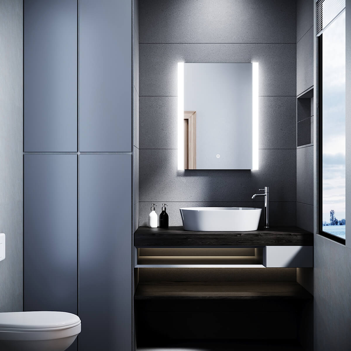 SONNI Badezimmer LED Spiegel Badspiegel mit Beleuchtung Touchschalter 60x80cm GTBM1086