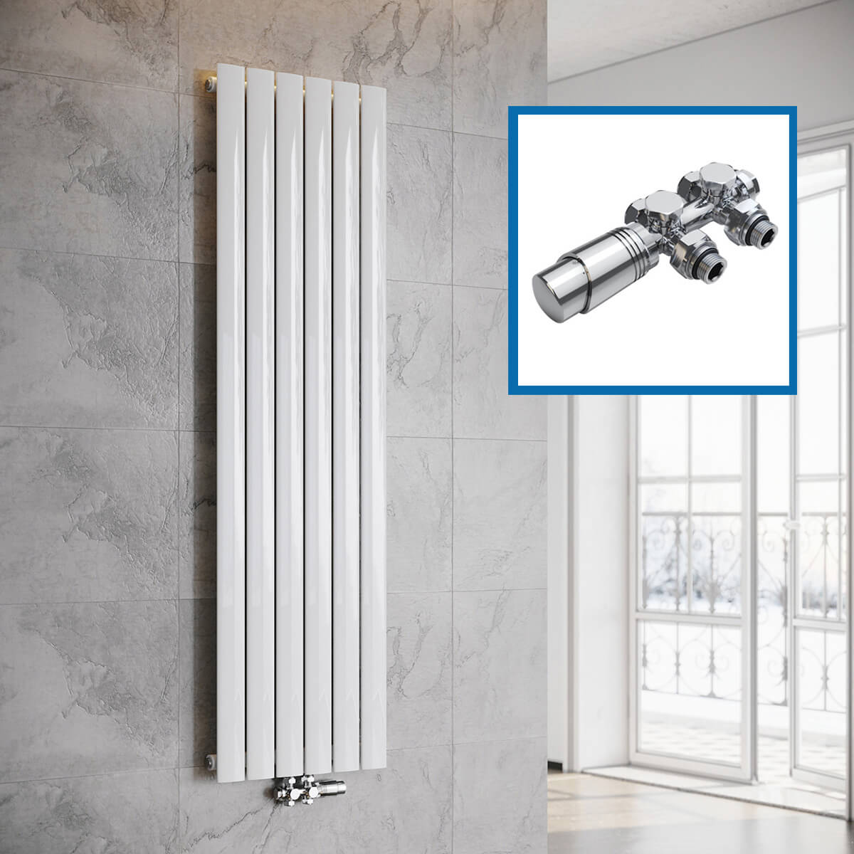 SONNI Flach Heizkörper Paneelheizkörper Wandheizung Mittelanschluss 1600*462mm Weiß ohne/mit Mutiblock