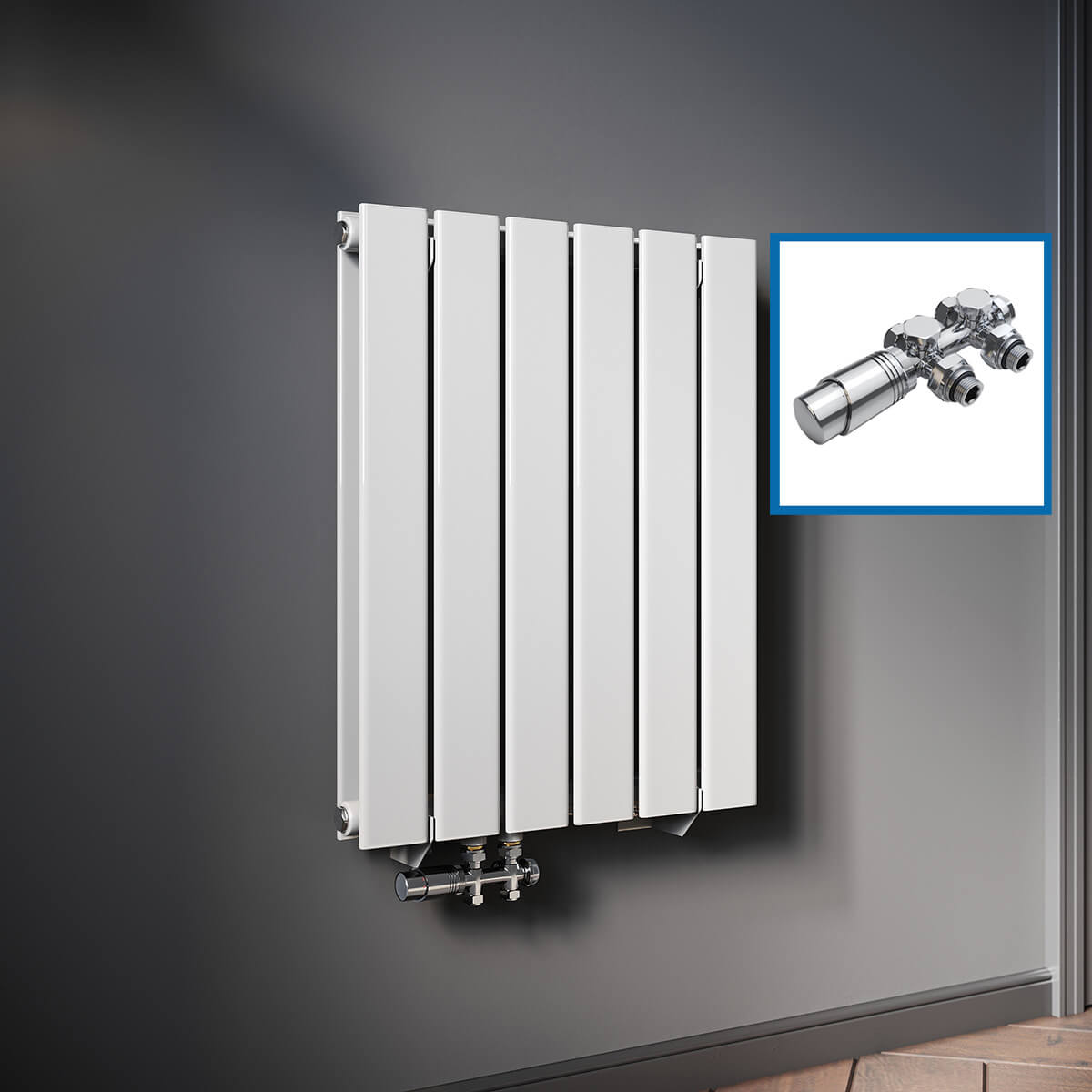SONNI Design Heizkörper flach und klein für Badezimmer, vertikaler Badheizkörper flach Paneelheizkörper für Bad Flachheizkörper 600*465mm Weiß ohne/mit Mittelanschluss