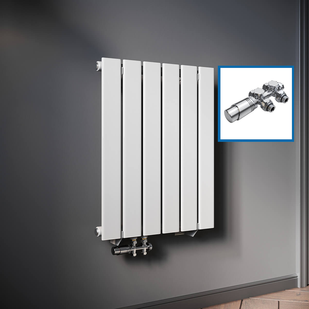 SONNI Design Heizkörper flach und klein für Badezimmer, vertikaler Badheizkörper flach Paneelheizkörper für Bad Flachheizkörper 600*465mm Weiß ohne/mit Mittelanschluss