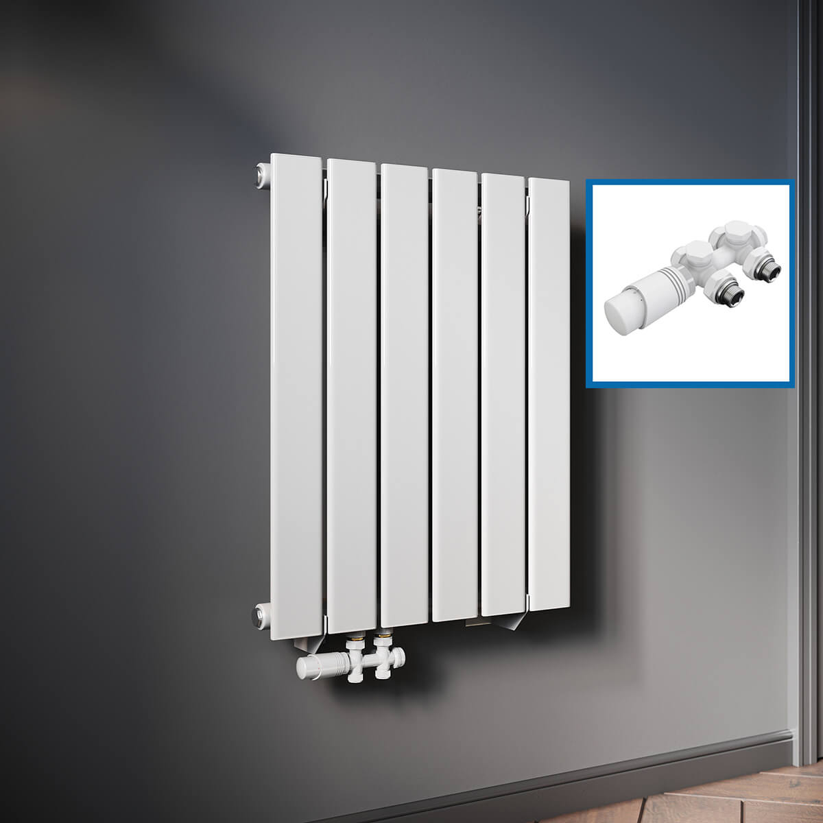 SONNI Design Heizkörper flach und klein für Badezimmer, vertikaler Badheizkörper flach Paneelheizkörper für Bad Flachheizkörper 600*465mm Weiß ohne/mit Mittelanschluss