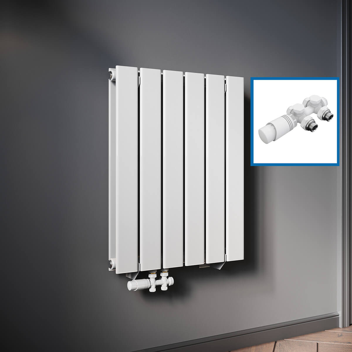 SONNI Design Heizkörper flach und klein für Badezimmer, vertikaler Badheizkörper flach Paneelheizkörper für Bad Flachheizkörper 600*465mm Weiß ohne/mit Mittelanschluss