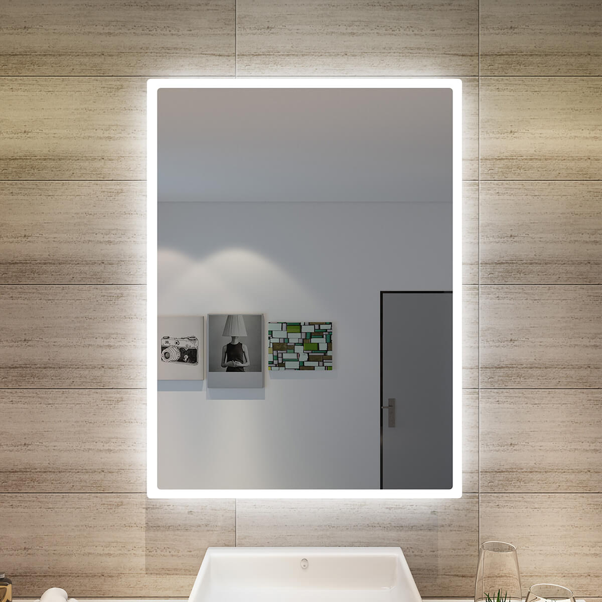 SONNI Badezimmer LED Spiegel Badspiegel mit Beleuchtung Wandschalter 80Lx60Bcm GTBM1586B