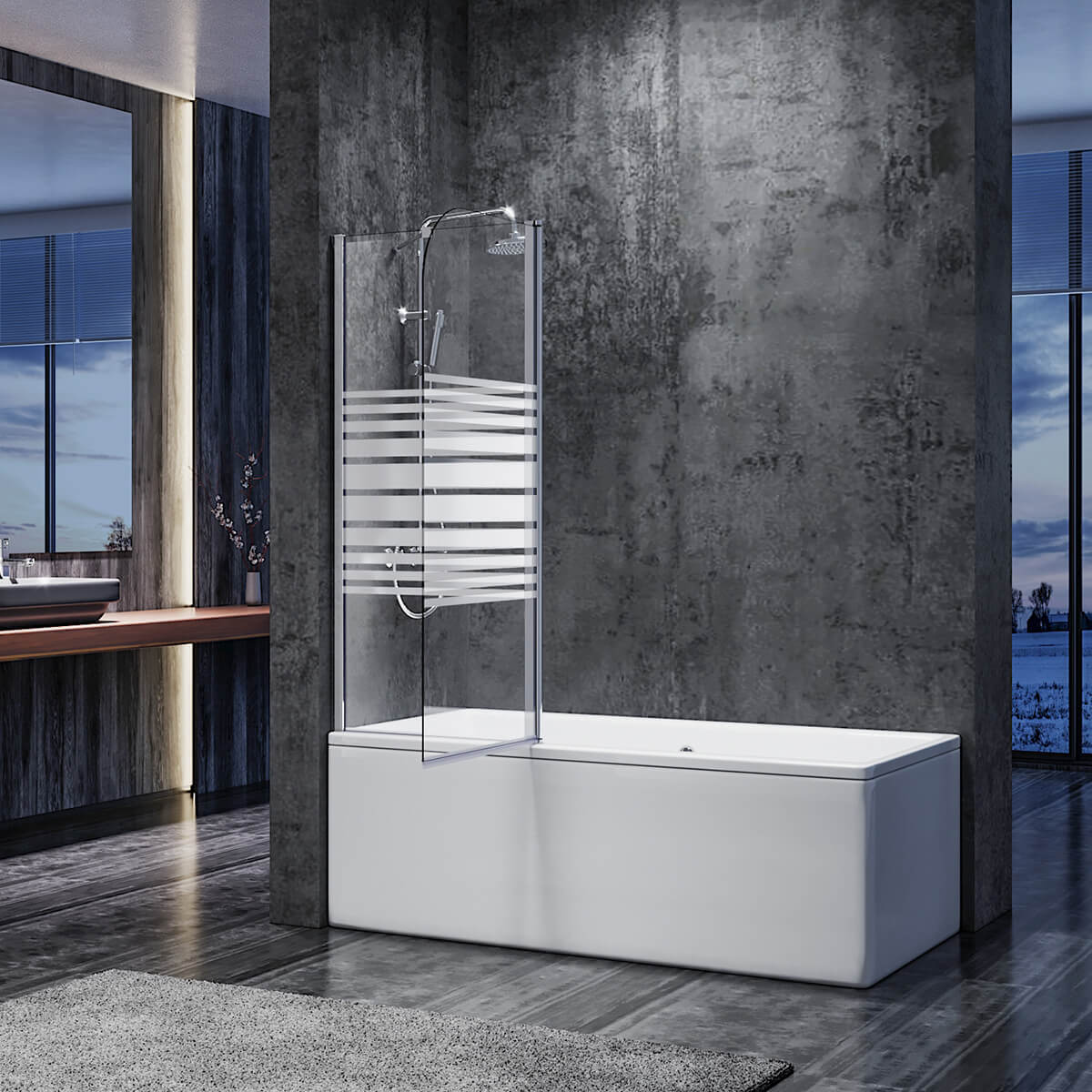 SONNI Badewannenaufsatz 2teilig Duschwand mit Seitenteil für Badewanne Duschkabine New