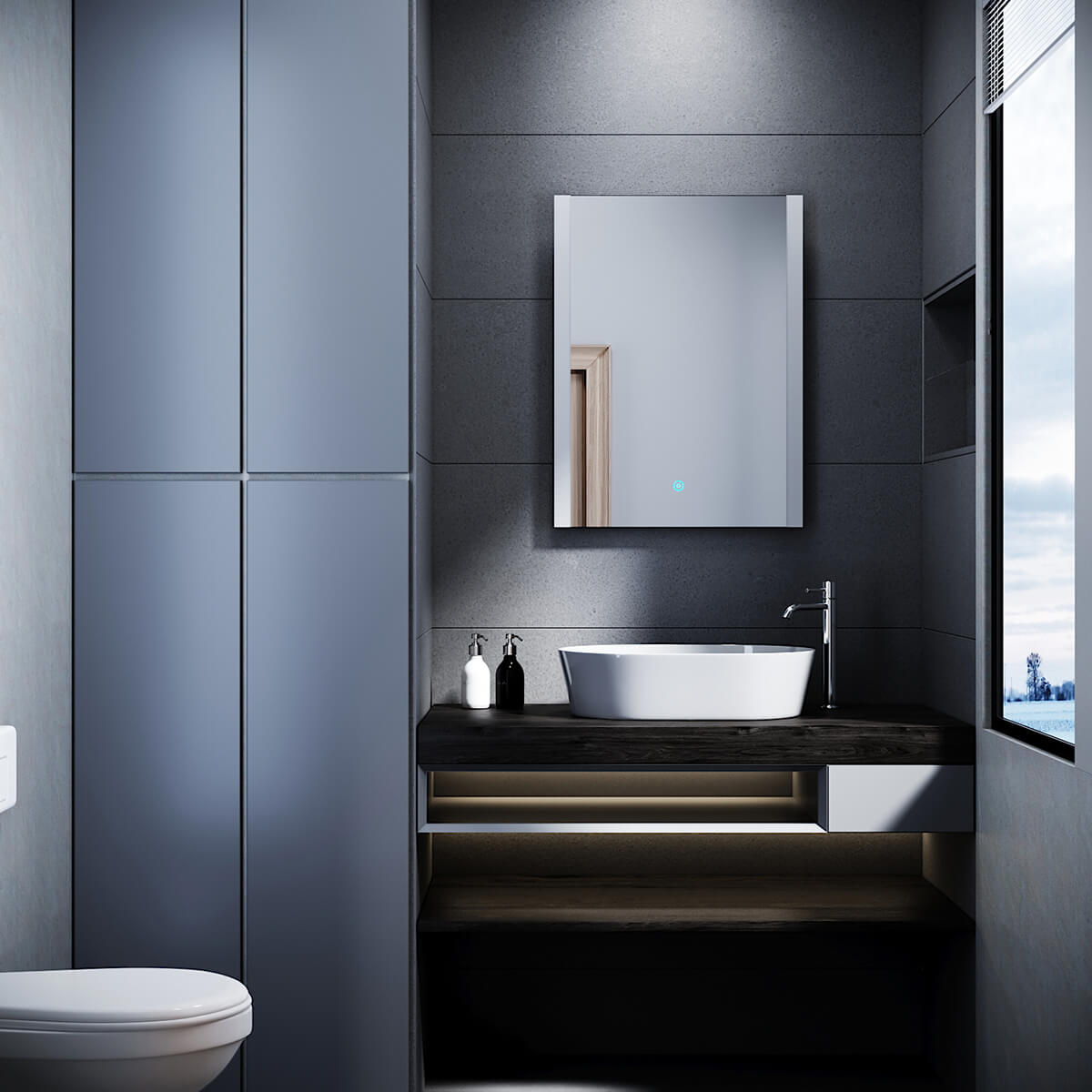 SONNI Badezimmer LED Spiegel Badspiegel mit Beleuchtung Touchschalter 60x80cm GTBM1086