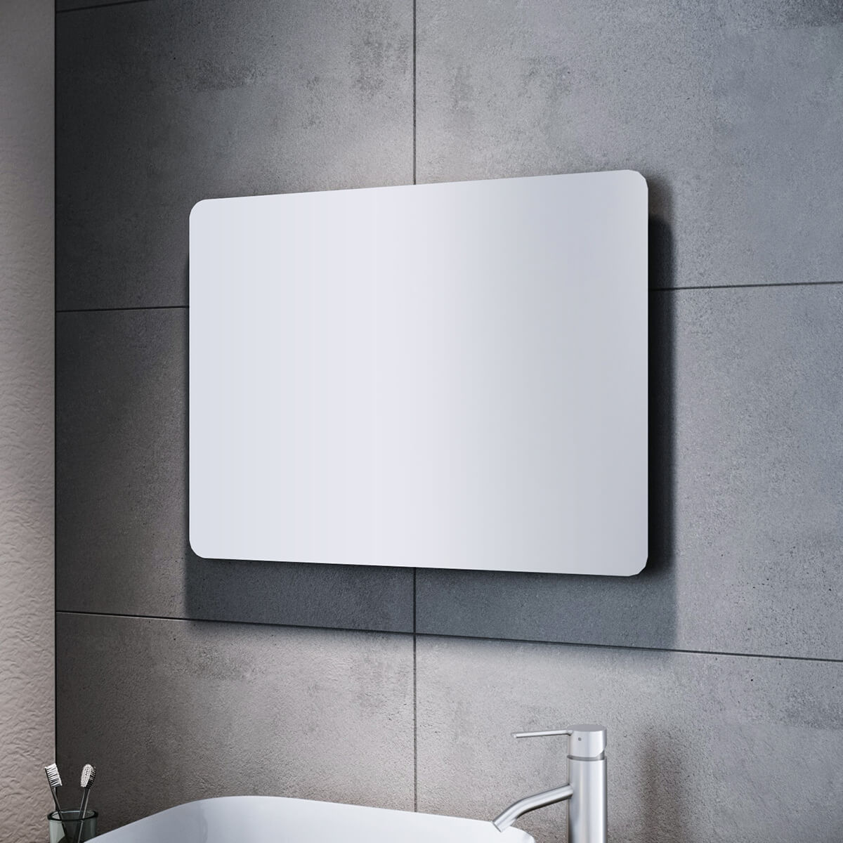 SONNI Badspiegel mit Beleuchtung 80x60 cm und 5.0 Bluetooth Beschlagfrei LED Badspiegel mit Touch-Schalter Wandspiegel Kaltweiße 6400K IP44