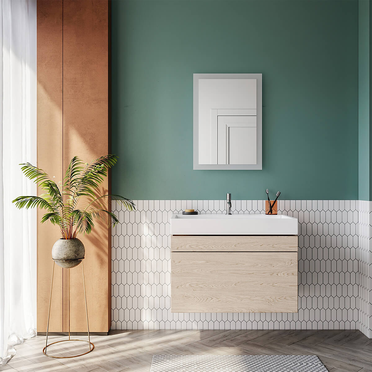 SONNI Badspiegel mit Beleuchtung 50×70 cm, Warmweiß LED Badspiegel, Badezimmerspiegel mit Beleuchtung, Wandspiegel für Badezimmer Vertikal/Horizontal Montage IP44 wasserdicht Wandschalter