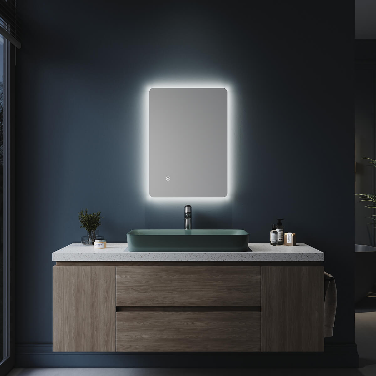 SONNI Badezimmer LED Spiegel Badspiegel mit Beleuchtung Touchschalter 100x60cm GTBM0816