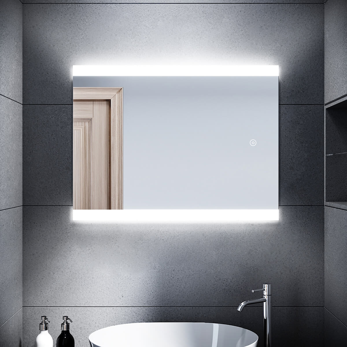 SONNI Badezimmer LED Spiegel Badspiegel mit Beleuchtung Touchschalter 60x80cm GTBM1086